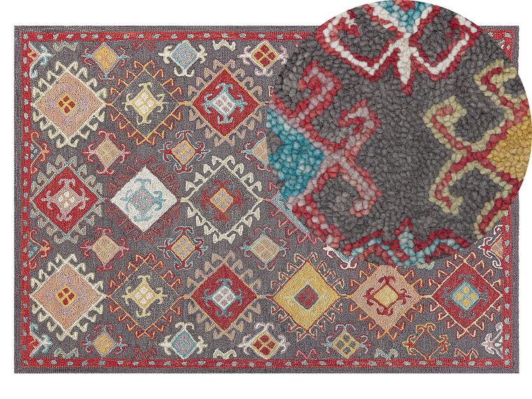 Teppich Wolle mehrfarbig 140 x 200 cm Kurzflor FINIKE_830947