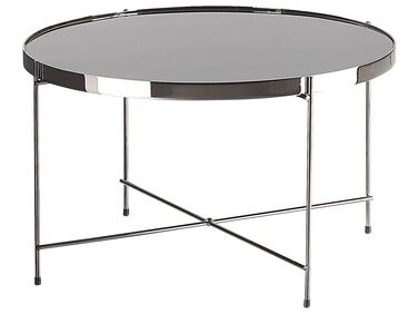 Tavolino vetro nero e argento ⌀ 63 cm LUCEA