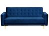 Conjunto de sofás reclináveis com 5 lugares em veludo azul marinho ABERDEEN_752546