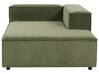 Canapé d'angle à gauche 2 places modulable en velours côtelé vert APRICA_895070