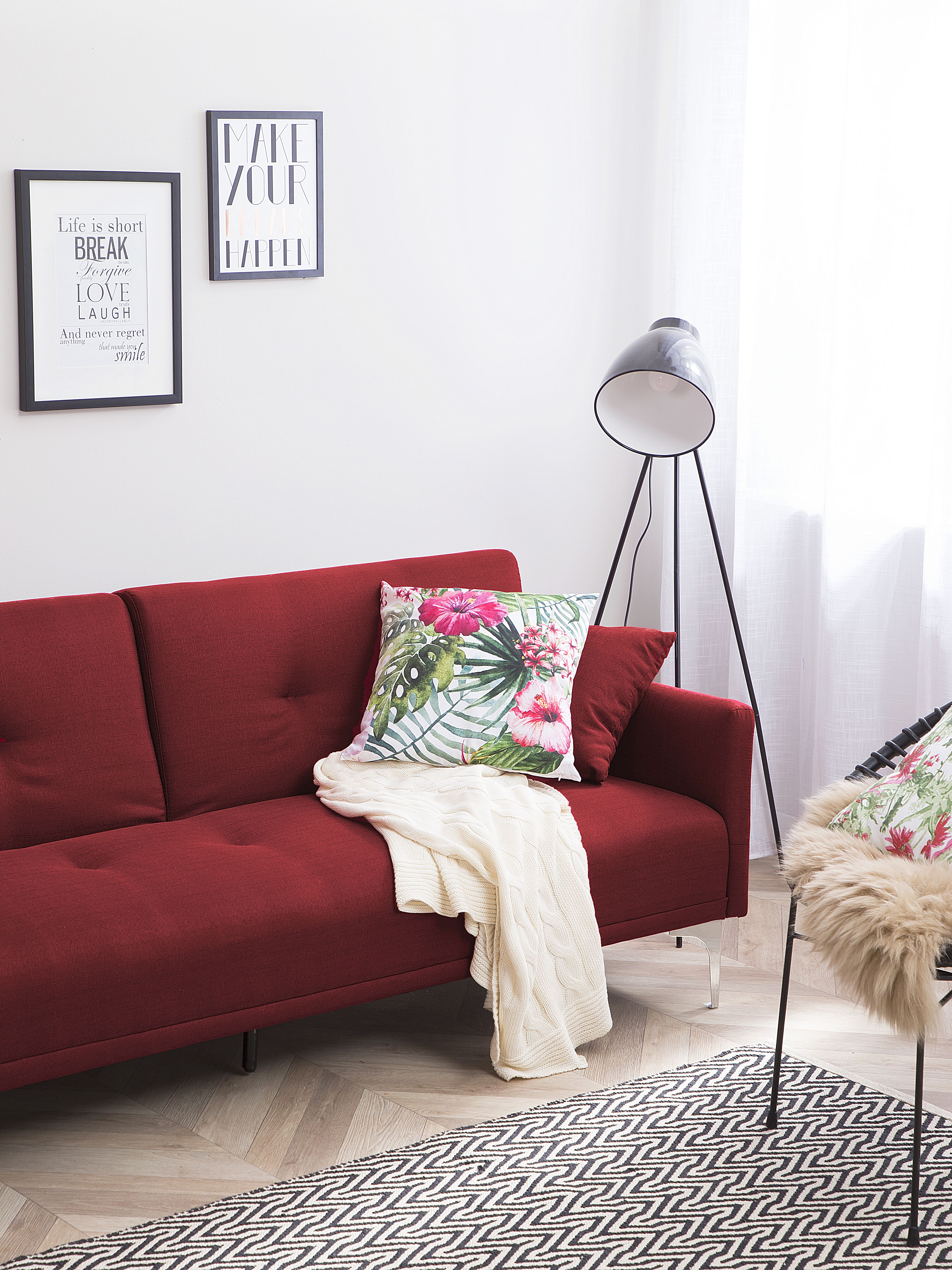 Sofa rozkładana czerwona LUCAN