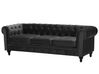 3 Seater Velvet Fabric Sofa Black CHESTERFIELD_705623
