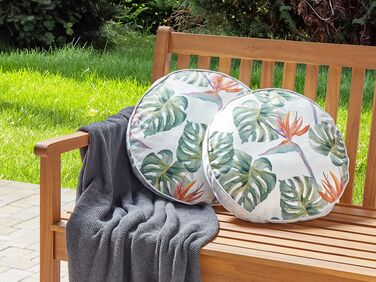 Set of 2 Outdoor Cushions Leaf Motif ⌀ 40 cm Multicolour TORRAZZO