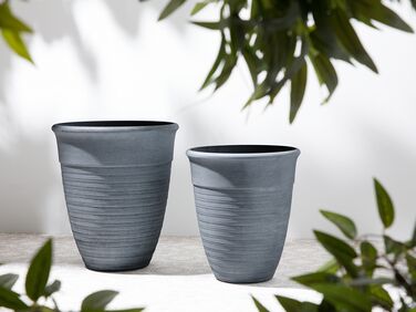 Set of 2 Plant Pots ⌀ 50 cm Grey KATALIMA