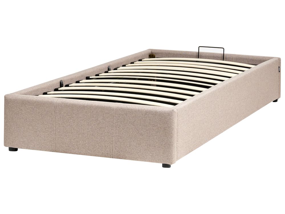 Cama tapizada con almacenaje beige 90x200 cm DINAN | Beliani.es