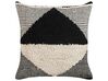Set of 2 Tufted Cotton Cushions Geometric Pattern 50 x 50 cm Beige and Black KHORA_829464