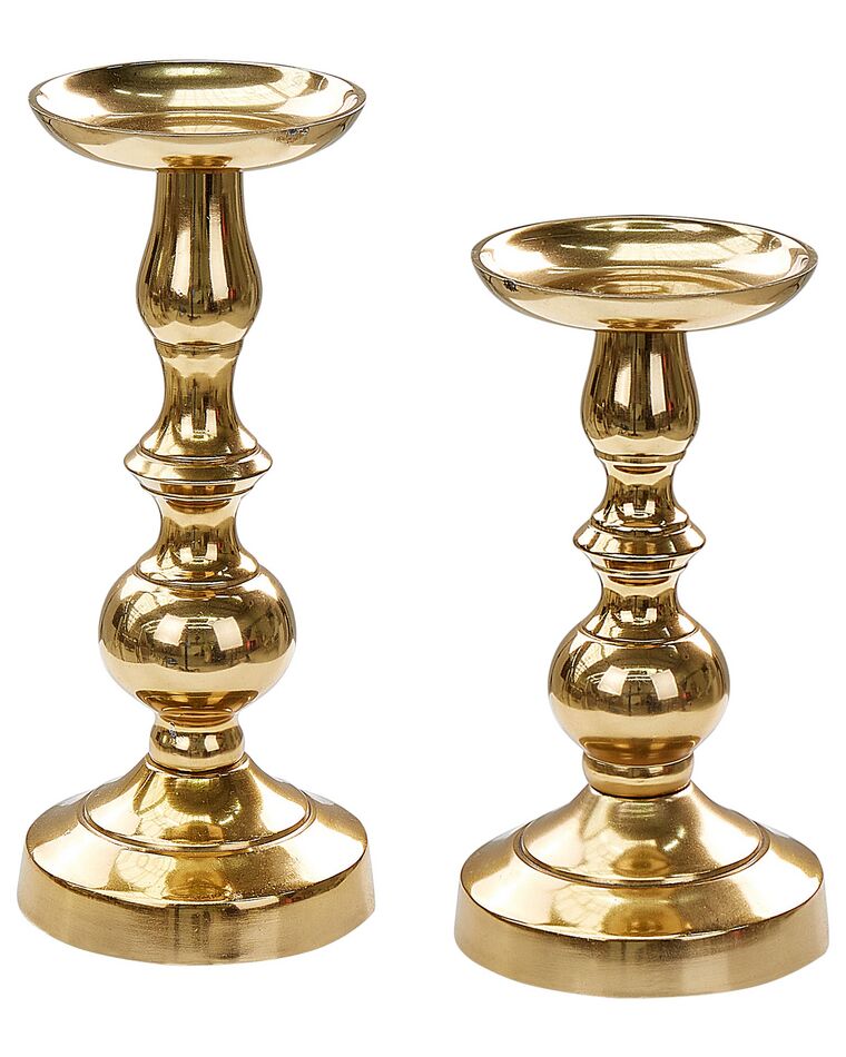 Set of 2 Metal Candle Holders Gold DIRIN_885421