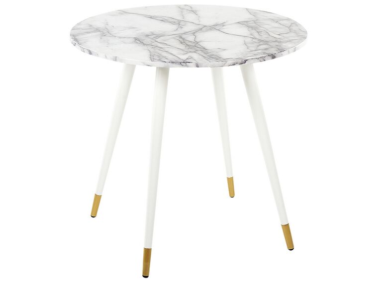 Round Dining Table ⌀ 80 cm Marble Effect and White GUTIERE_850643
