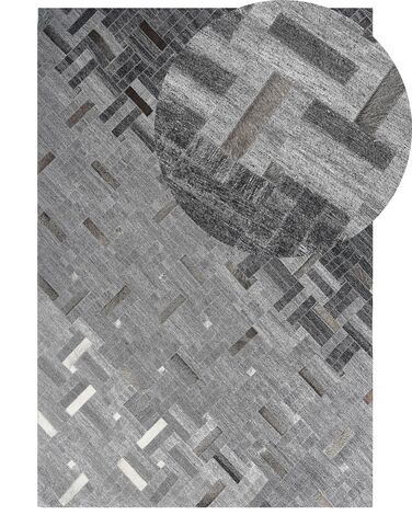 Teppich Leder grau 140 x 200 cm Kurzflor DARA