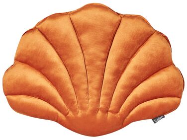 Poduszka dekoracyjna muszla welurowa 47 x 35 cm pomarańczowa CONSOLIDA
