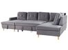 Velvet Corner Sofa Bed with Storage Grey LERUM_826094