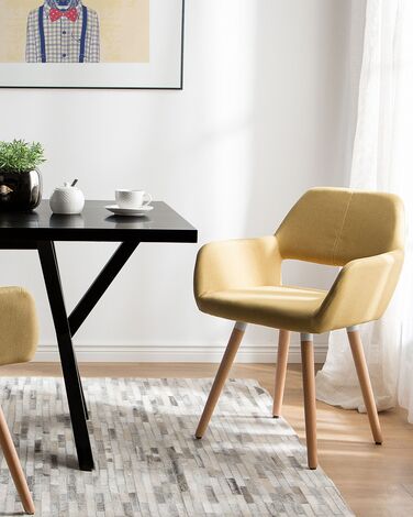 Set of 2 Fabric Dining Chairs Yellow CHICAGO