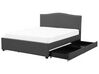 Fabric EU Super King Bed White LED with Storage Grey MONTPELLIER_709573
