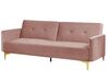 Sofa rozkładana welurowa różowa LUCAN_810450