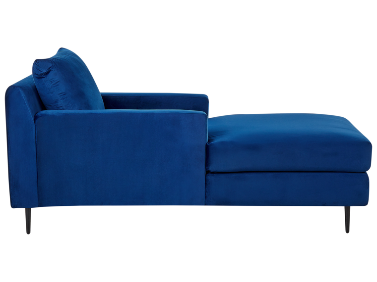 Velvet Chaise Lounge Navy Blue GUERET Beliani.co.uk