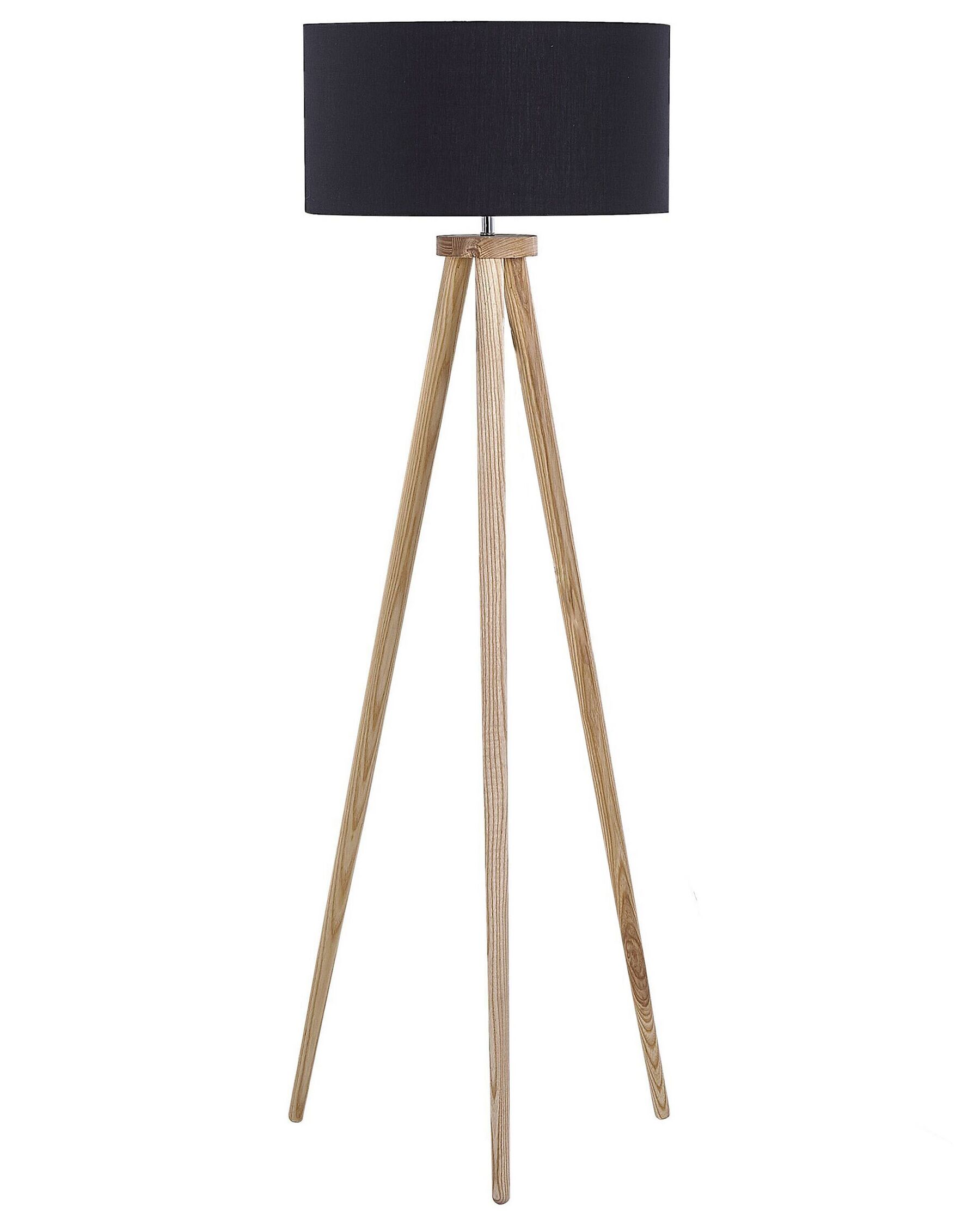 Moderne Stehlampe Polybaumwolle/Holz schwarz 140 cm Trommelform Nitra