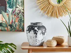 Koristemaljakko terrakotta musta/valkoinen 33 cm DELFY Koristemaljakko terrakotta musta/valkoinen 33 cm DELFY