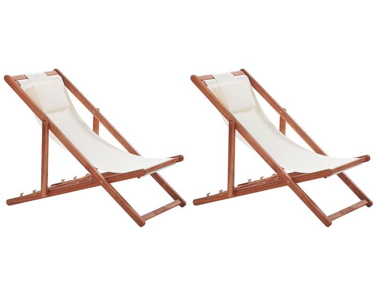 Set of 2 Folding Deck Chairs and 2 Replacement Fabrics (Various Options) Dark Wood AVELLINO_860238