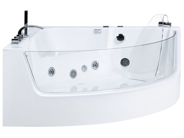 Whirlpool Bath with LED 1350 x 1350 mm White MARINA Beliani.co.uk