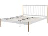 Kovová posteľ 140 x 200 cm bielo hnedá MAURS_798003