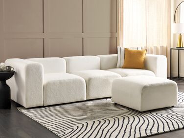 3-seters modulær sofa med ottoman bouclé Hvit FALSTERBO