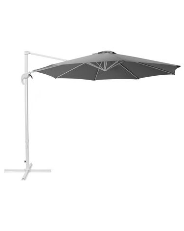 Riippuva aurinkovarjo harmaa/valkoinen ⌀ 300 cm SAVONA