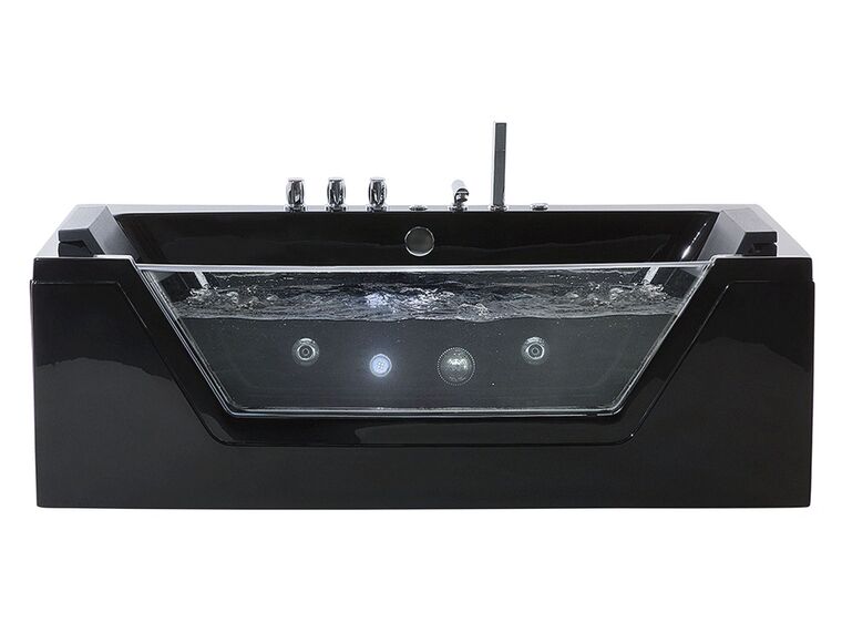Whirlpool Badewanne schwarz LED Unterwasserbeleuchtung 153 x 70 cm SAMANA_762927