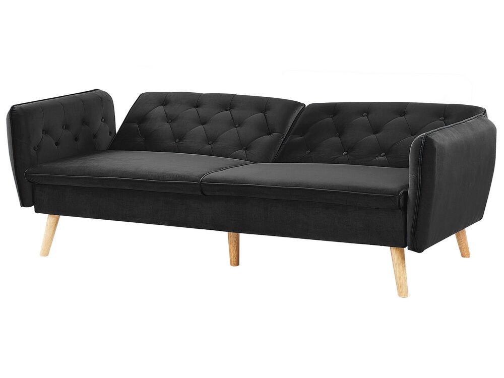 Velvet Sofa Bed Black BARDU Beliani.co.uk
