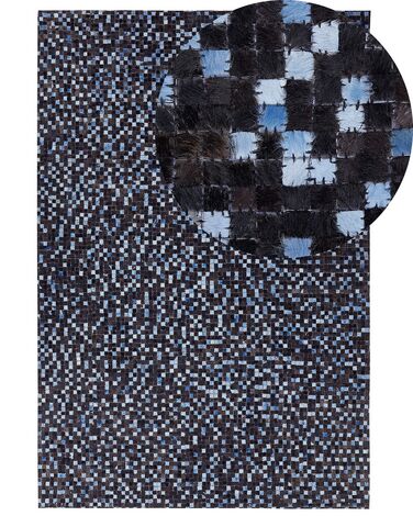 Dywan skórzany 160 x 230 cm brązowo-niebieski IKISU