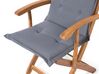 8 Seater Acacia Wood Garden Dining Set Grey Cushions MAUI_697458