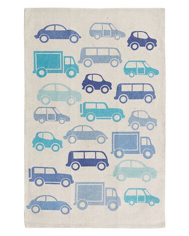 Cotton Kids Rug Car Print 60 x 90 cm Blue MADURAJ