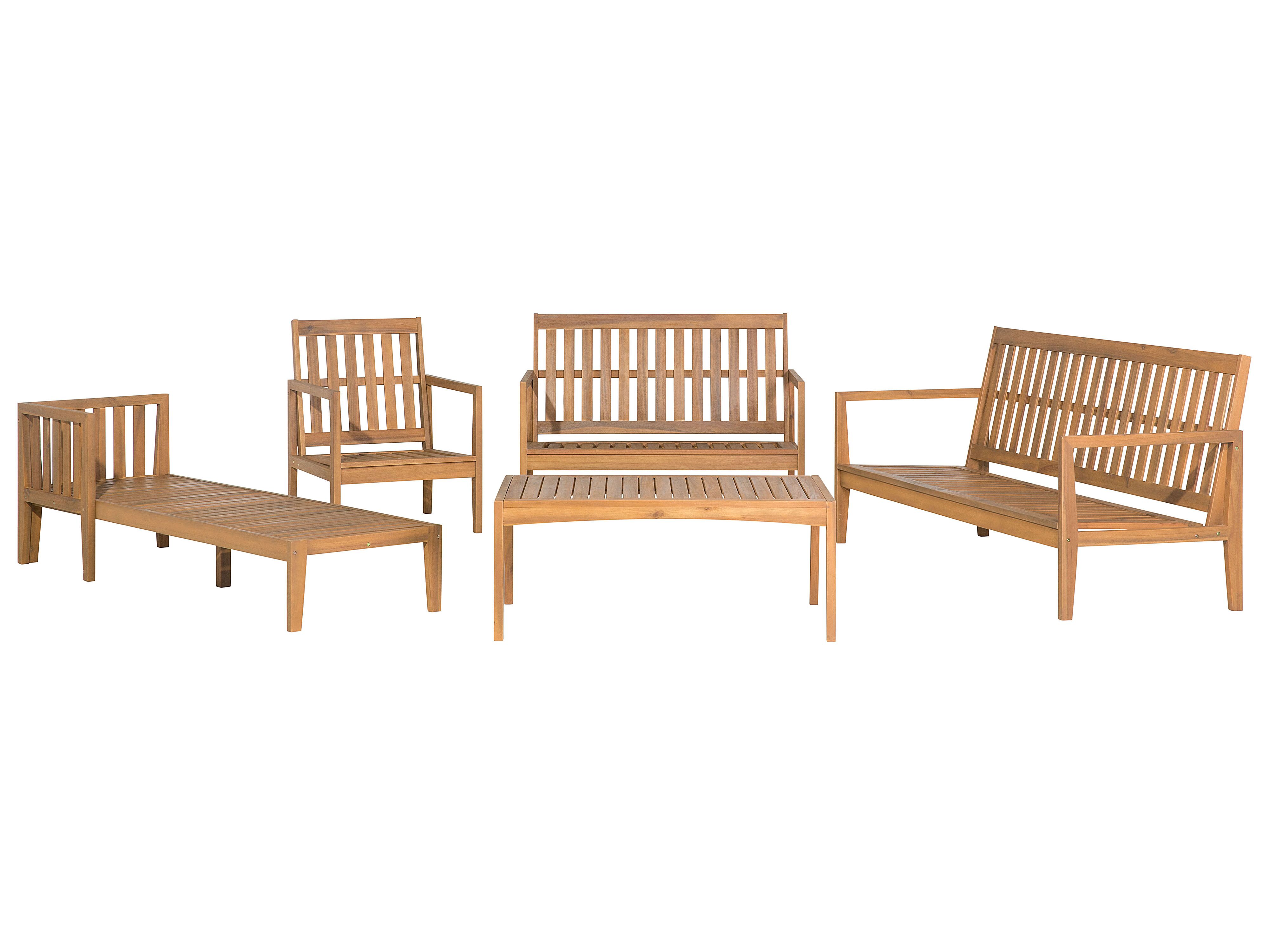 7 Seater Acacia Wood Garden Lounge Set Grey PATAJA Beliani.co.uk