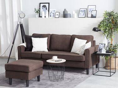 3 Seater Fabric Sofa with Ottoman Brown AVESTA