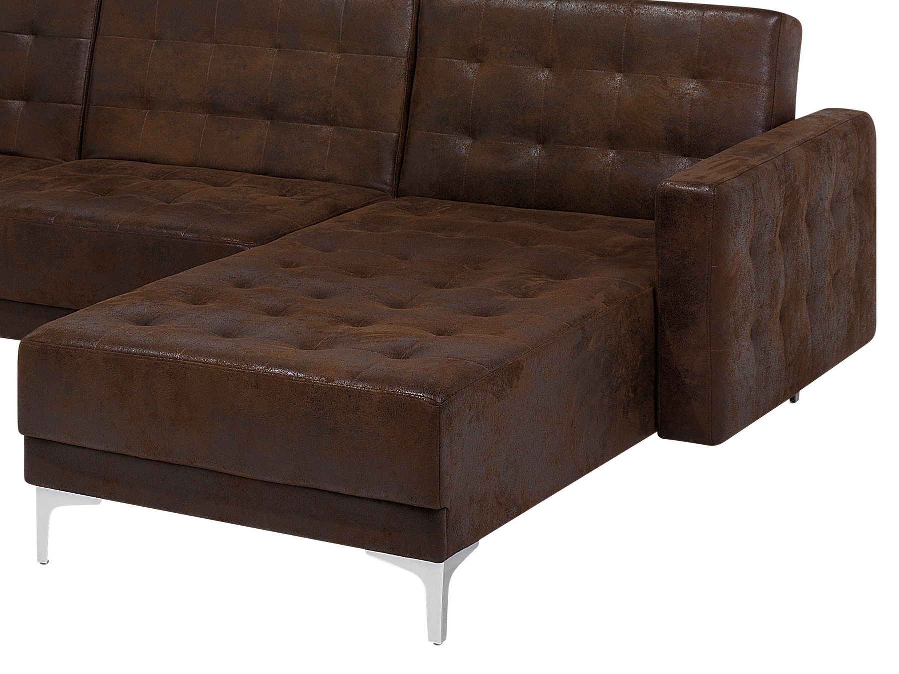 Left Hand Faux Leather Corner Sofa Brown ABERDEEN Beliani.co.uk