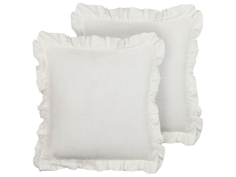 Conjunto de 2 almofadas decorativas branco creme 45 x 45 cm PIERIS_838542