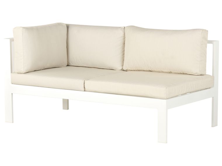 5 Seater Aluminum Garden Corner Sofa Set White with Cushions Beige