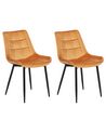 Sada 2 sametových jídelních židlí oranžové MELROSE II_885777