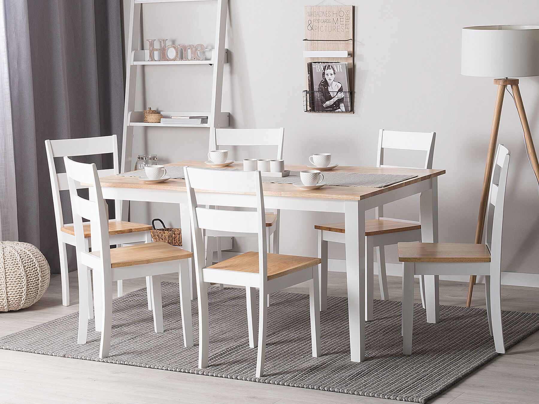 Set of 2 Dining Chairs White and Light Wood GEORGIA | Beliani.co.uk