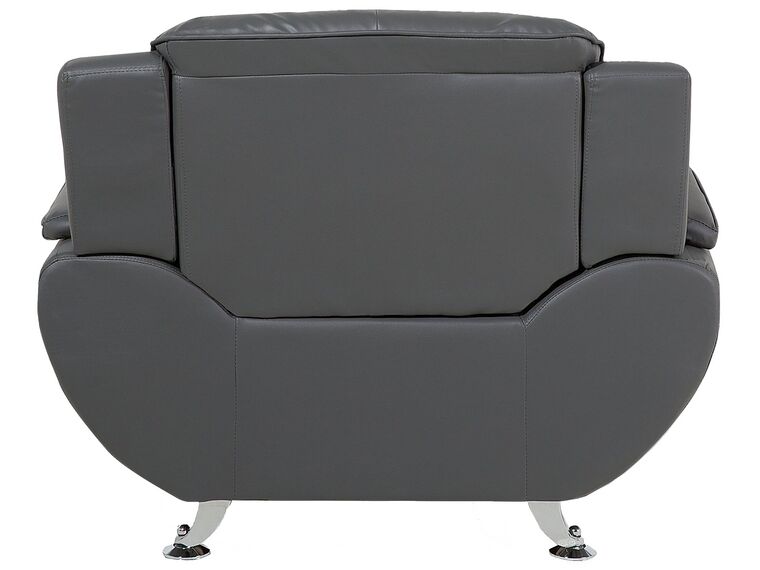 Faux Leather Living Room Set Grey LEIRA Beliani.co.uk