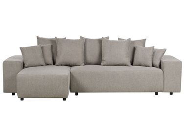 Right Hand Fabric Corner Sofa Bed with Storage Taupe LUSPA