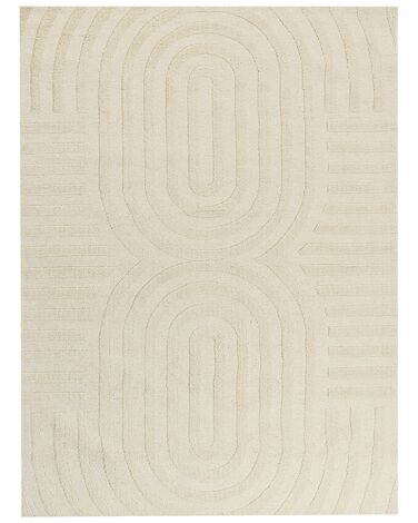 Teppich Wolle hellbeige 300 x 400 cm Streifenmuster MASTUNG