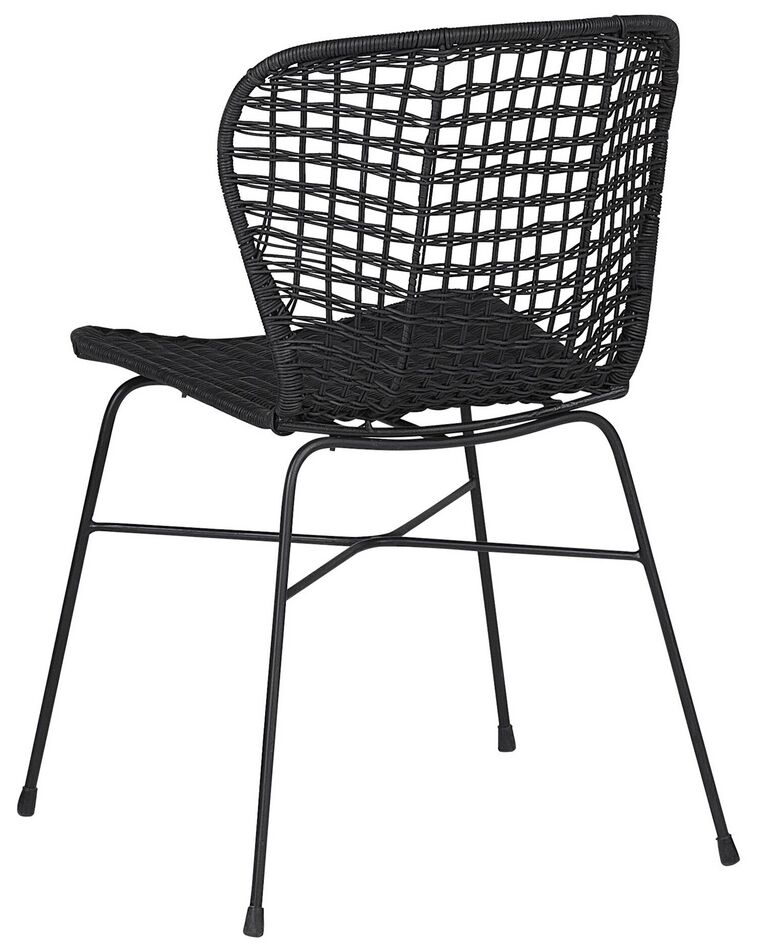 Set of 2 Rattan Dining Chairs Black ELFROS | Beliani.co.uk