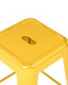Set of 2 Steel Stools 76 cm Yellow with Gold CABRILLO_705326