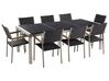 Table de jardin plateau granit noir poli 220 cm 8 chaises en rotin GROSSETO_453129