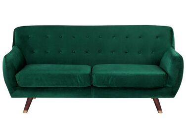 Soffa 3-sits sammet smaragdgrön BODO