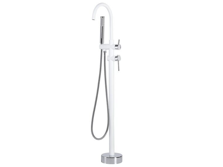 Freestanding Bath Mixer Tap White with Silver TUGELA_786408