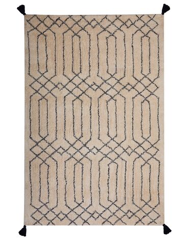 Fekete és bézs hosszú szálú szőnyeg 140 x 200 cm MALTEPE