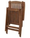 Conjunto 6 cadeiras de jardim em madeira escura de acácia com almofadas azuis AMANTEA_879797