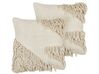Set of 2 Cotton Tufted Cushions 45 x 45 cm Beige SOURWOOD_906144