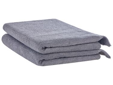 Lot de 2 serviettes de bain en coton gris ATIU
